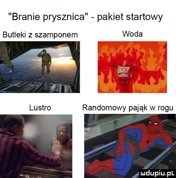 branie prysznica pakiet startowy butlegi z szamponem woda