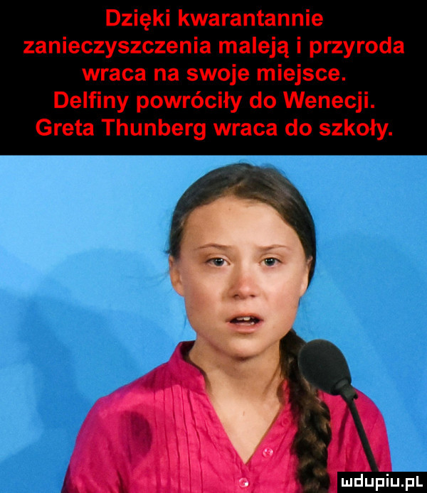 dzięki kwarantannie zanieczyszczenia maleją i przyroda wraca na swoje miejsce. delfiny powróciły do wenecji. greta thunberg wraca do szkoły