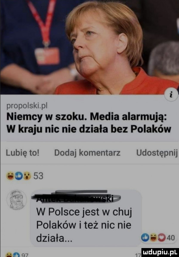 propołskipl niemcy w szoku. media alarmują w kraju nie nie działa bez polaków lubię to dodaj komentarz udostępnij o o    w polsce jest w chuj polaków i też nic nie działa.      nm