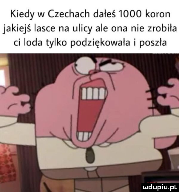 kiedy w czechach dałeś      koron jakiejś lasce na ulicy ale ona nie zrobiła ci loda tylko podziękowała i poszła