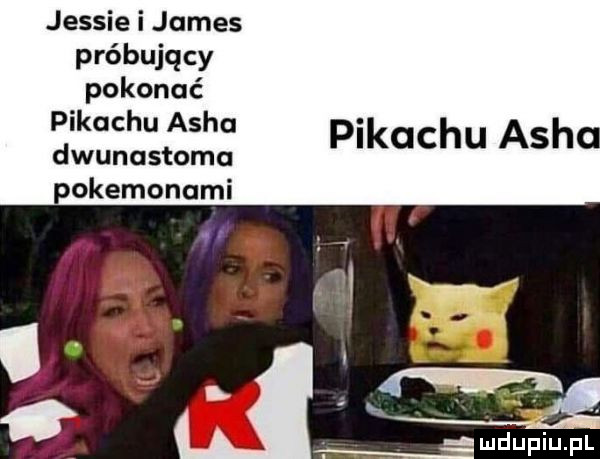 jessie i james próbujący pokonać pikachu a-ha dwunastoma pokemonami pikachu ach. mdupiu. pl
