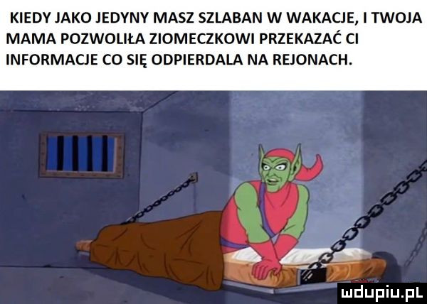 kiedv jako jedyny masz szlaban w wakacie i twoja mama pozwoliła ziomeczkowi przekazać ci informacje co się odpierdala na rejonach