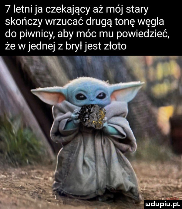 letni ja czekający aż mój stary skończy wrzucać drugą tonę węgla do piwnicy aby móc mu powiedzieć że w jednej z brył jest złoto