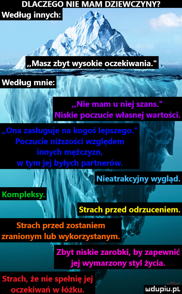 dlaczego nie mam dziewczyny nie mam u niej szans niskie poczucie własnej wartości. abakankami. abakankami xy strach przed odrzuceniem. strach przed zostaniem zranionym lub wykorzystanym. zbyt niskie zarobki. by zapewnić jej wymarzony styl życia. strach. że nie spełnię jej oczekiwań w łóżku