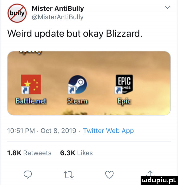 mister antibuiiy w misterantibtu x weird update but okay blizzard. w   ﬂy f f f ﬁatﬁlﬁi gag i.         pm oc        twitter web aap    k re wie rs    k limes q uv