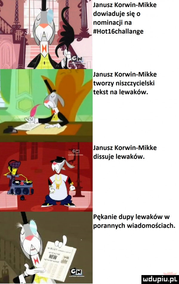 janusz korwin mikre dowiaduje się o nominacji na hotlschallange janusz korwin mikre tworzy niszczycielski tekst na iewaków. janusz korwin mikre dissuje iewaków. pękanie dupy iewaków w porannych wiadomościach