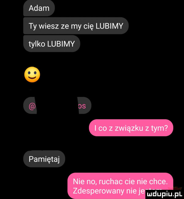 adam ty wiesz ze my cię lubimy tylko lubimy as pamiętaj ludufiu pl