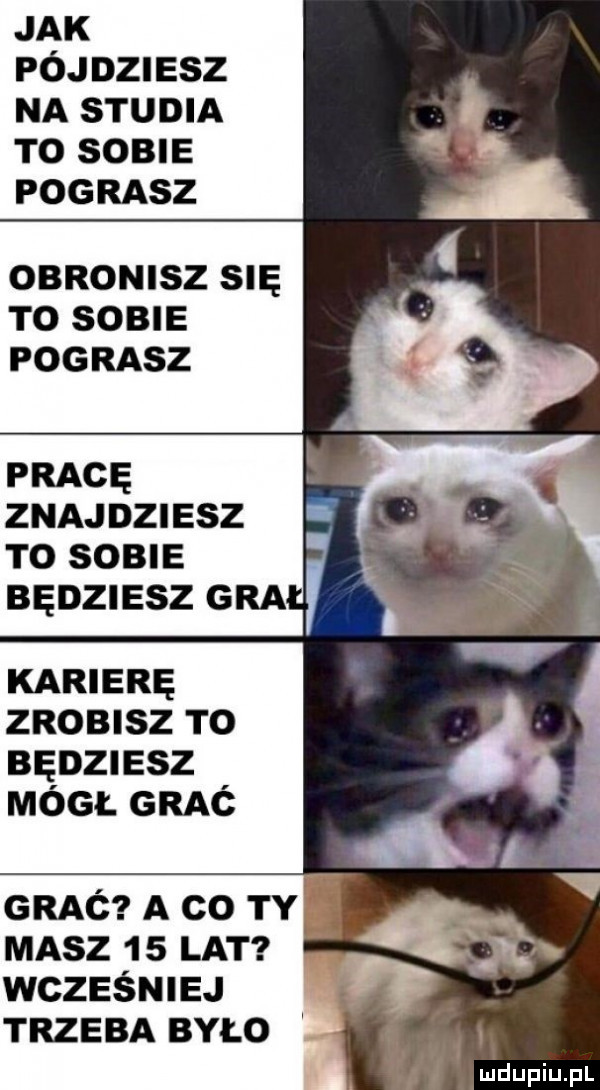 jak pójdziesz na studia to some pograsz obronisz się to sobie pograsz pracę znajdziesz to sobie będziesz gra karierę zrobisz ro będziesz mógł grać graó a co ty masz    lat wcześniej trzeba było
