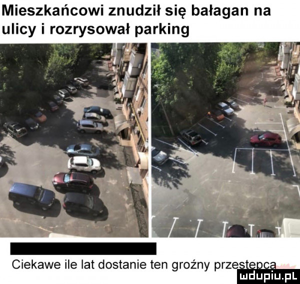 mieszkańcowi znudzil się bałagan na ulicy i rozrysowal parking a ciekawe ile lat dostanie ten groźny prze o mduplu pl