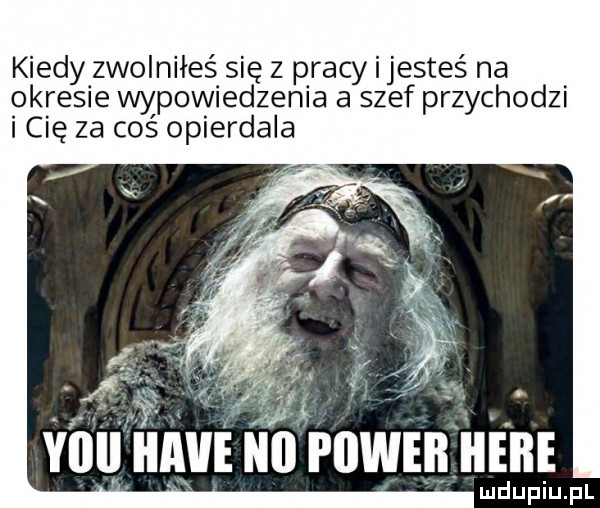 kiedy zwolniłeś się z pracy i jesteś na okresie wypowiedzenia a szef przychodzi ilię za coś opierdala ylllllląlle lal power ea ludupiu. pl