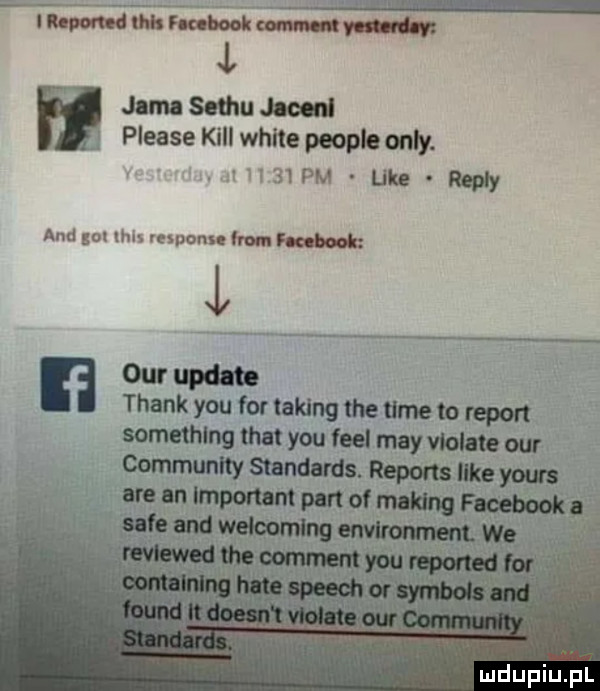 abakankami lan iwmww l juma setha juan. please kall white people orly. l  pm uke maly and gal lan respnmchnm fce boot ll thank y-u for taping tee time to report something trat y-u fell may violate ocr community standards. rapom redan nm nn important pmof making fce eb ork fe and welcoming wiman