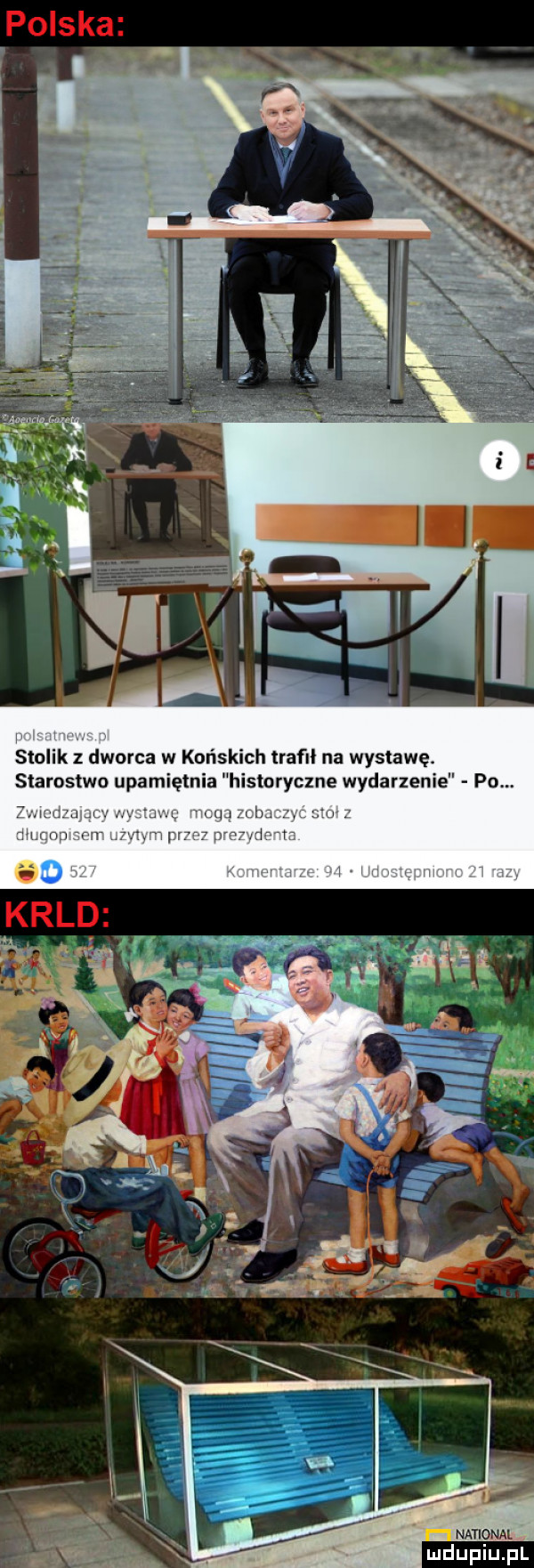 śtolik z dworca w końskich tlafll na wystawę starostwo upamiętnia historyczne wydarzenie pum national