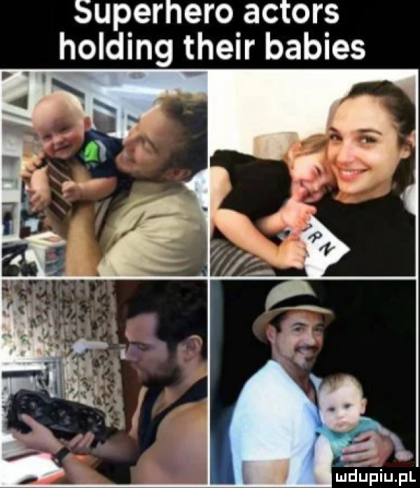 superhero actors holding their babies