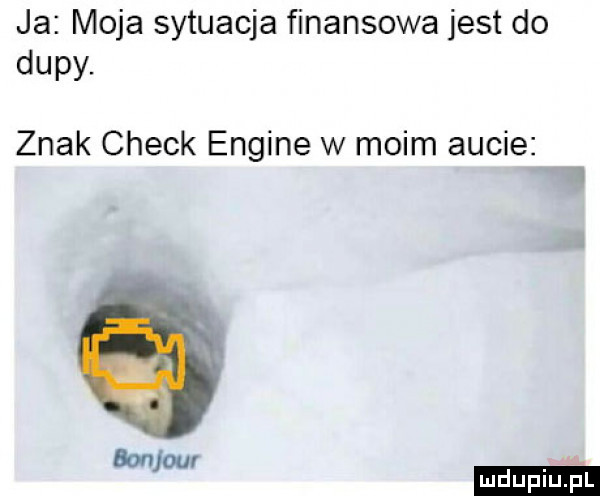 ja moja sytuacja finansowa jest do dupy. znak chick engine w moim aucie   bonjour ludu iu. l