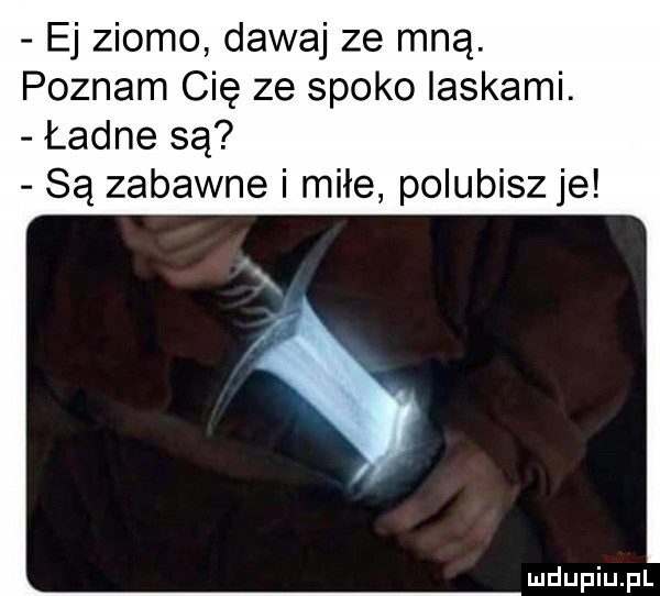 ej zioło dawaj ze mną. poznam cię ze spoko laskami. ładne są są zabawne i miłe polubisz je