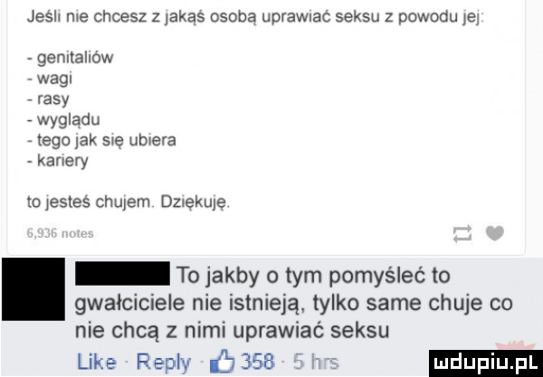 jeśh me chcesz z jakas osoba uprawnac seksu z powodu je genitaliów wag rasy wygladu a tego lak swe umera kamery         chujem dzwękule to jakby o tym pomyśleć to gwałciciele nie istnieją tylko same chuje co nie chcą z nimi uprawiać seksu like repry b