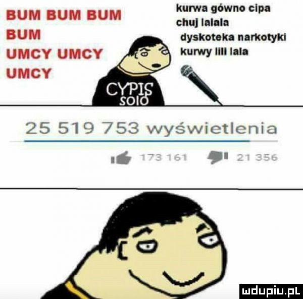 kurwa gówno cap bum bum bum mam bum dyskoteka mmama            wyświetlenia l. a