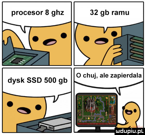 procesor   ghz    gb romu a. dysk ssd     gb o chu ale zapierdala