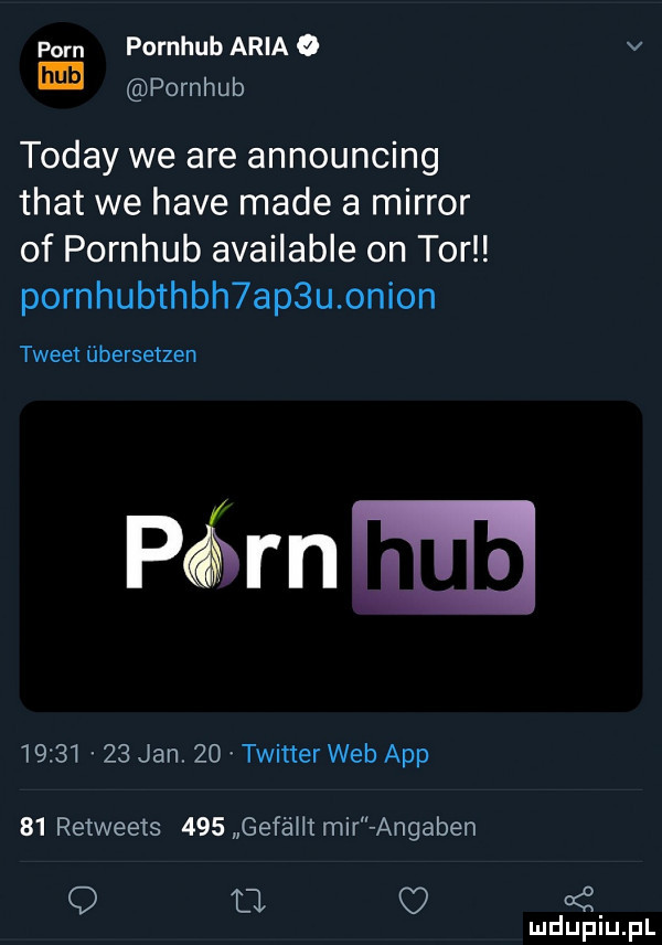 poen pornhubarlag v m pornhub toddy we are announcing trat we hace made a mirror of pornhub available on tor pornhubthbh ap u orion tweet ubersetzen pórnm          jan.    twitter web aap    retweets     gefam mir angaben q tj  . mduplu pl