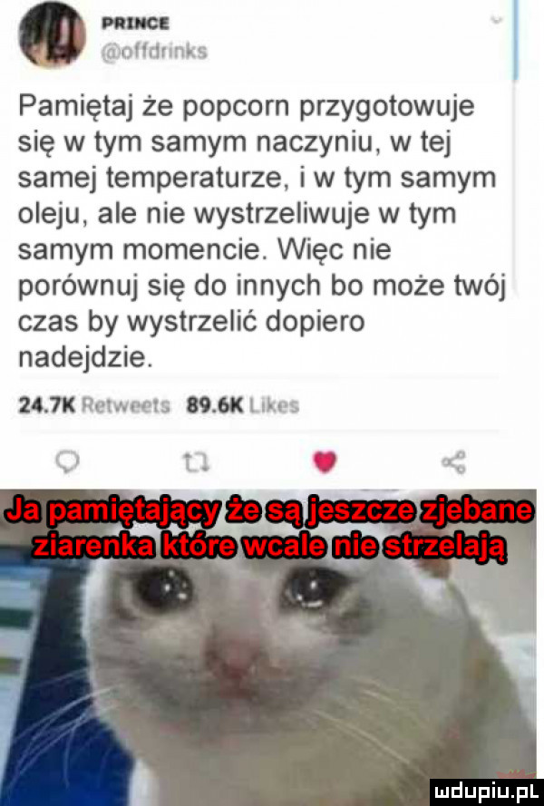 m x     ka pamiętaj że popcorn przygotowuje się w tym samym naczyniu w tej samej temperaturze iw tym samym oleju ale nie wystrzeliwuje w tym samym momencie. więc nie porównuj się do innych bo może twój czas by wystrzelić dopiero nadejdzie.     k rams m na ih