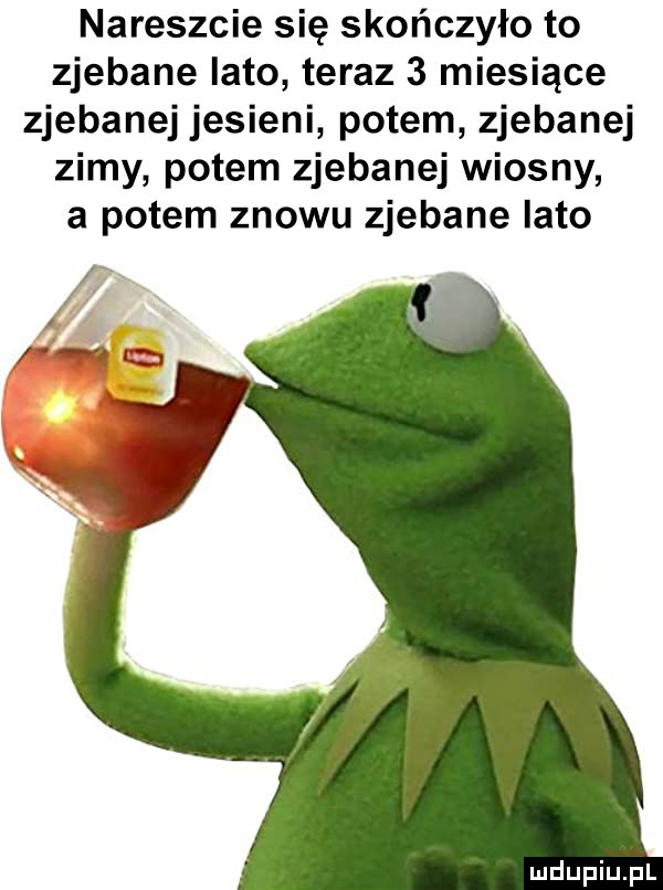 nareszcie się skończyło to zjebane lato teraz   miesiące zjebanej jesieni potem zjebanej zimy potem zjebanej wiosny a potem znowu zjebane lato