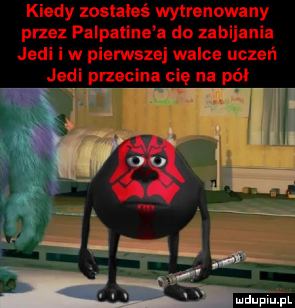 kiedy zostałeś wytrenowany przez palpatine a do zabijania judi iw pierwszej walce uczeń judi przecina cię na pół