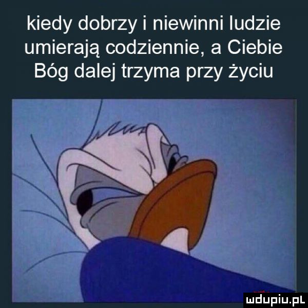kiedy dobrzy i niewinni ludzie umierają codziennie a ciebie bóg dalej trzyma przy życiu