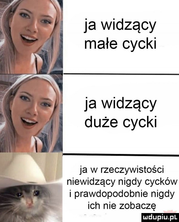 ja widzący małe cycki ja widzący duże cycki ja w rzeczywistości niewidzący nigdy cycków i prawdopodobnie nigdy ich nie zobaczę