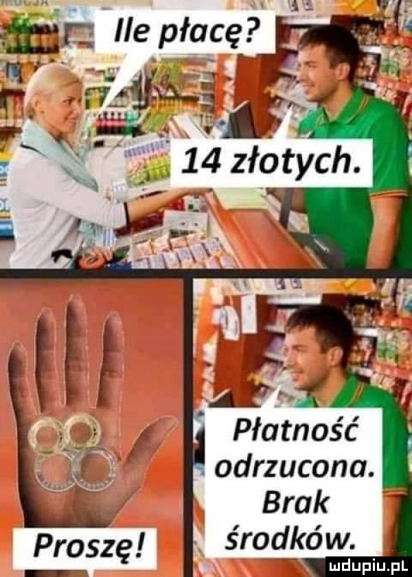 . ilż. lv    złotych. płatność a odrzucona. brak środków