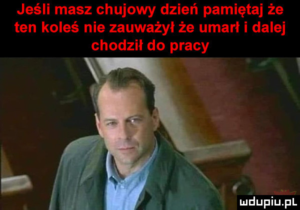 jeśli masz chujowy dzień pamiętaj że ten koleś nie zauważył że umarł i dalej chodził do pracy