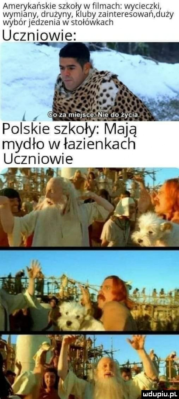 amerykańskie szkoły w filmach wycieczki wymiany drużyny kluby zainteresowań duży wybór jedzenia w stołówkach uczkowie polskie szkoły mają mydło włazienkach uczniowie mdupqul