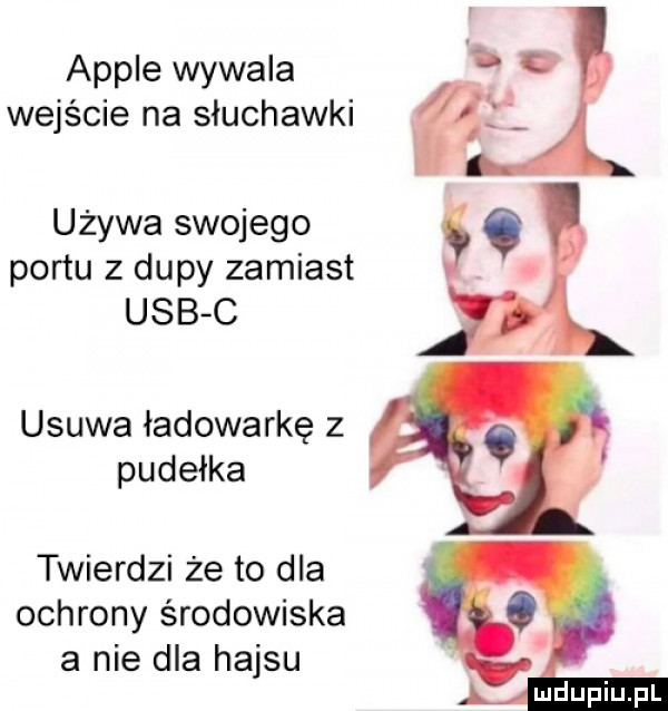 ample wywala wejście na słuchawki używa swojego ę portu z dupy zamiast. usb c usuwa ładowarkę z pudełka twierdzi że to dla ochrony środowiska a nie dla hajsu
