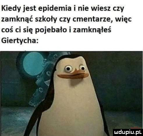 kiedy jest epidemia i nie wiesz czy zamknąć szkoły czy cmentarze więc coś ci się pojebało i zamknąłeś giertycha