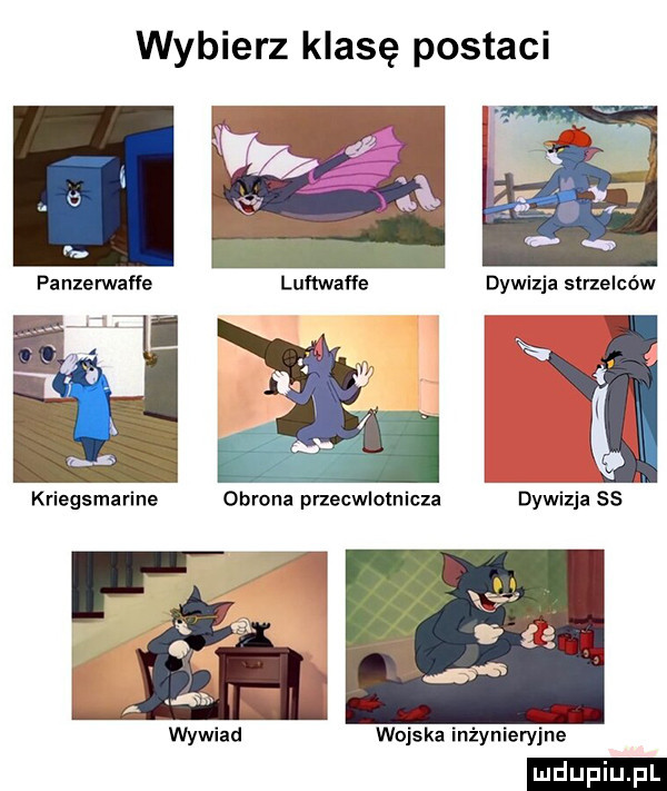 wybierz klasę postaci luftwaffe dywizja strzelców w a i kriegsmarine obrona przecwlotnicza dywizja ss wywiad wojska inżynieryjne