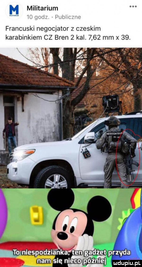 militariom w mm francuski negocjator z czeskim karabinkiem cz bren   kal.      mm x