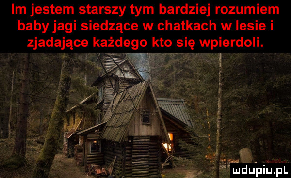 lm jestem starszy tym bardziej rozumiem baby jagi siedzące w chatkach w lesie i zjadające każdego kto się wpierdoli