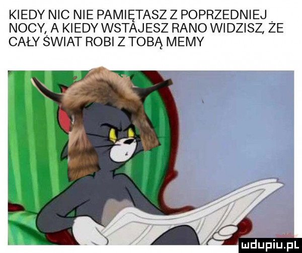 kiedy nic nie pamiętasz z poprzedniej nocy a kiedy wstajesz rano widzisz że cały świat robi z tobą memy