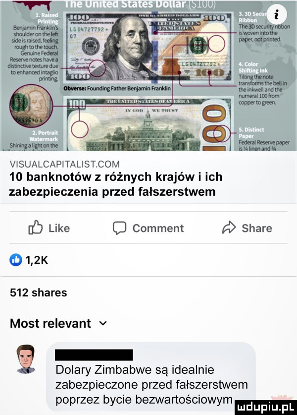 visualcapitalistcom    banknotów z różnych krajów i ich zabezpieczenia przed fałszerstwem f like o comment stare o    k     shares most relevant v dolary zimbabwe są idealnie zabezpieczone przed fałszerstwem poprzez bycie bezwartościowym ludupl