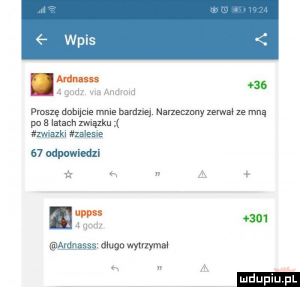 mann u   godz via android     proszę dobljcle mnie bardziej. narzeczony zerwal ze mną po   latach związku zwiazki zaiksie    odpowiedzi tz s a w   g gd       arena  długo wytnymał