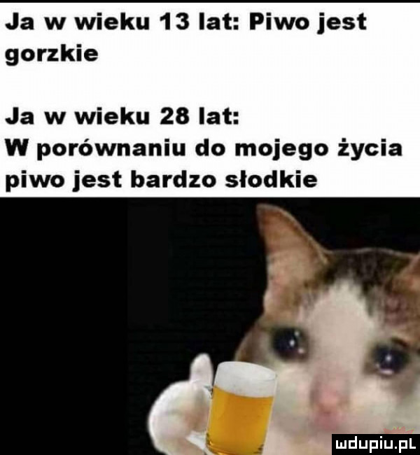 ja w wieku    lat piwo jest gorzkie ja w wieku    lat w porównaniu do mojego życia piwo jest bardzo słodkie ludu iu. l