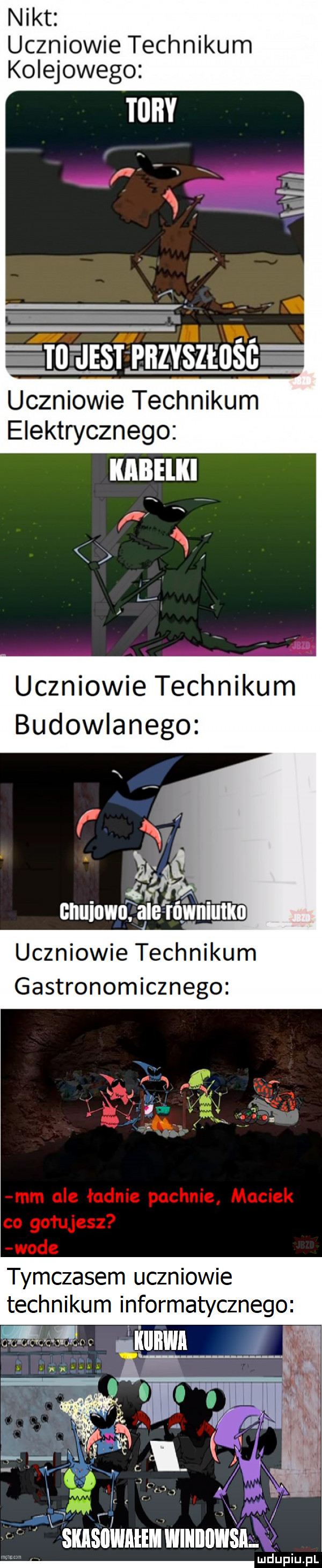 nikt uczniowie technikum kolejowego uczniowie technikum elektrycznego uczniowie technikum budowlanego. św. abakankami cnumwn. alerrńylniutkn uczniowie technikum gastronomicznego tymczasem uczniowie technikum informatycznego w i skisiiwiieh wiiiiiiiwsl