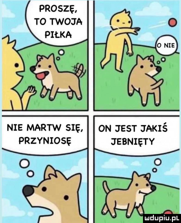 proszę to twoja piłka on jest jakiś jebnięty nie martw się przyniosę