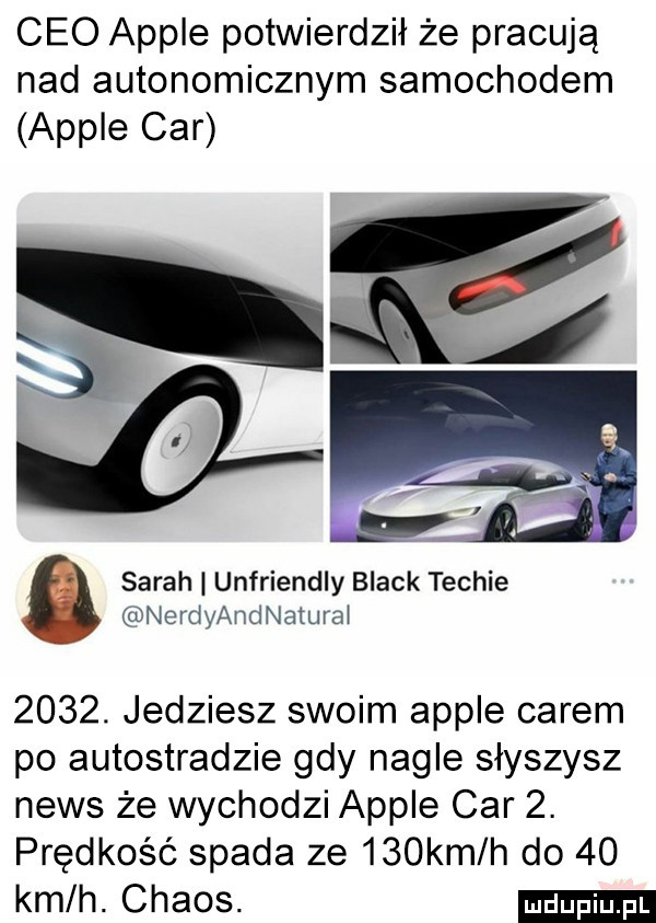 ceo ample potwierdził że pracują nad autonomicznym samochodem ample car sarah unfriendly black techie nerdyandnatural     . jedziesz swoim ample carem po autostradzie gdy nagle słyszysz news że wychodzi ample car  . prędkość spada ze    km h do    km h. chaos