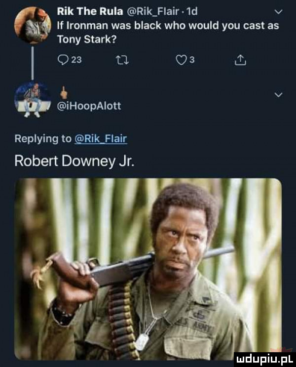 r-k tee rula r-k flair ld v kt if ironman was black who would y-u cest as tony smark i     d      replying to r-k flair robert downey jr. abakankami. a i. f ql. a rą l