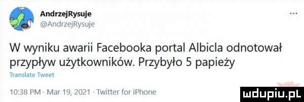andrzejkysuje va nyaauv w wyniku awarii facebooka portal albicla odnotował przypływ użytkowników. przybyło   papieży mmm mm m in w mu w xw mam w wynn ludupiu