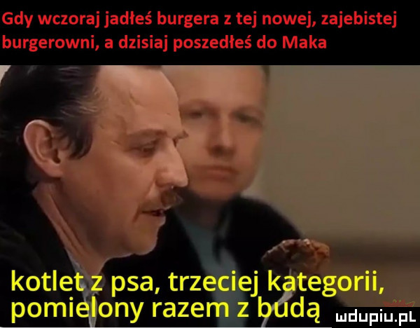 gdy wczoraj jadłeś burgera z tej nowej zajebistej burgerowni a dzisiaj poszedłeś do maka psa trzeciej v oby razem z. dą fal