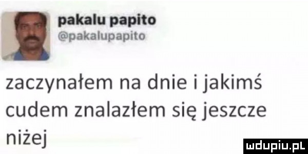 th paplto pakalupapito zaczynałem na dnie ijakimś cudem znalazłem się jeszcze zuj