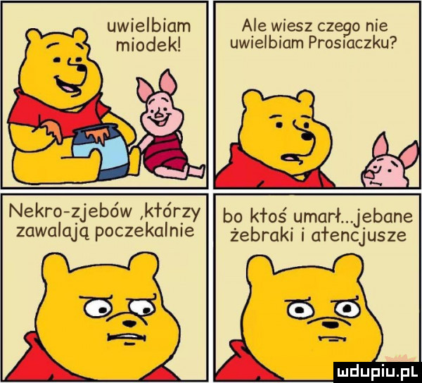 uwielbiam ale wiesz czego nie uwielbiam prosmczku nekrmzjebów rkłórzy bo kłoś umarł jebane zgwgiojq poczekalnie żebraki i ałencjusze