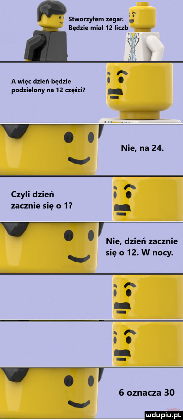 stworzylem zegar. będzie miał    liczb. a a więc dzień będzie. abakankami podzielony na    części nie na   . v f czyll dzien. abakankami zacznie się o  . abakankami nie. dzień zacznie si o   wbo. si ę cy ii a o. o   oznacza    v we