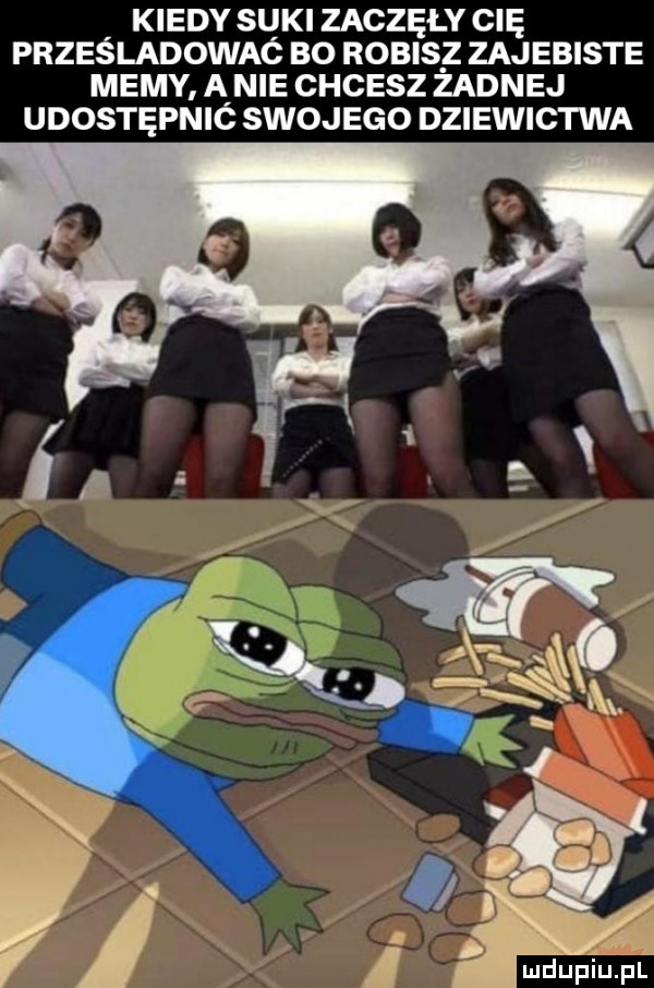 kiedy suki zaczęły cię prześladowaó bo rebis z zajebiste memy. a nie chcesz zadnej udostępnió swojego dziewictwa